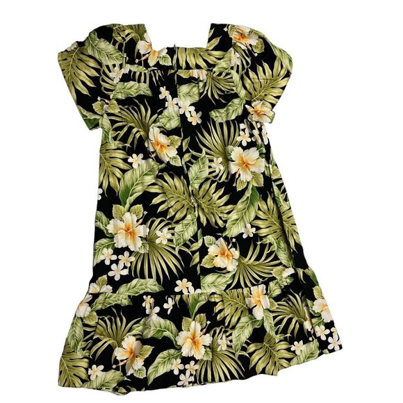 Aloha Moi Vintage Womens Xl Made In Hawaii Green Floral Tiered Dress MuuMuu Luau - Picture 1 of 6